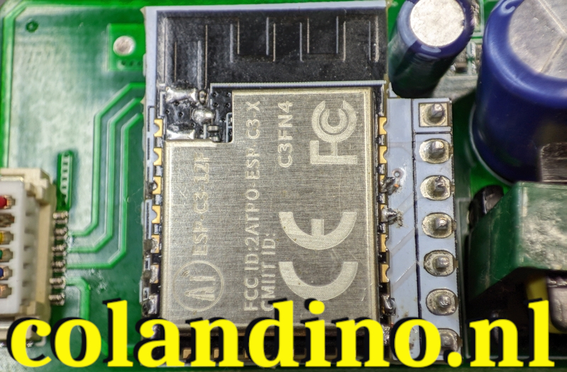 Fill each pad with solder. Make sure your soldering iron is hot enough and use flux to help the solder flow. You don’t need to make it look pretty, you just need good connections between the module and the PCB pads.