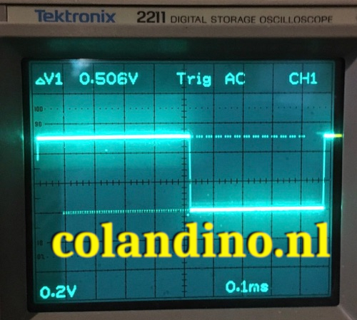 Ter vergelijking: hetzelfde signaal als weergegeven door de Tektronix-scoop.