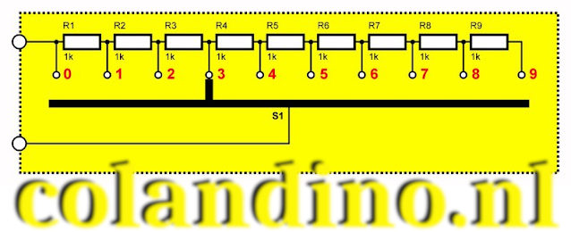 Het schema van één weerstand decade.