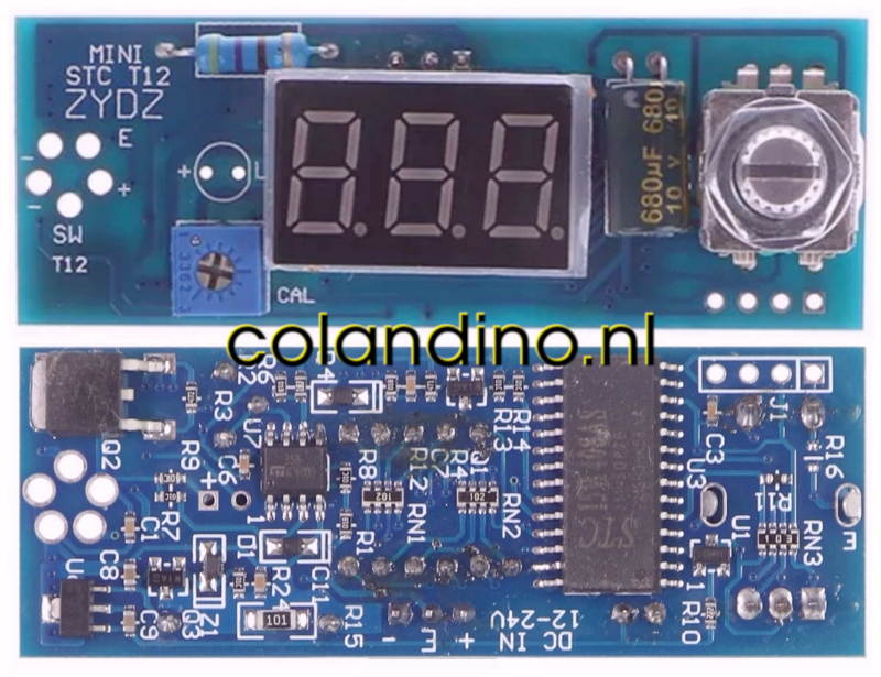 De vereenvoudigde versie van de controller-print.