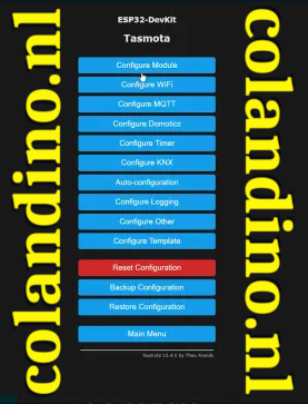 Configuratie in Tasmota