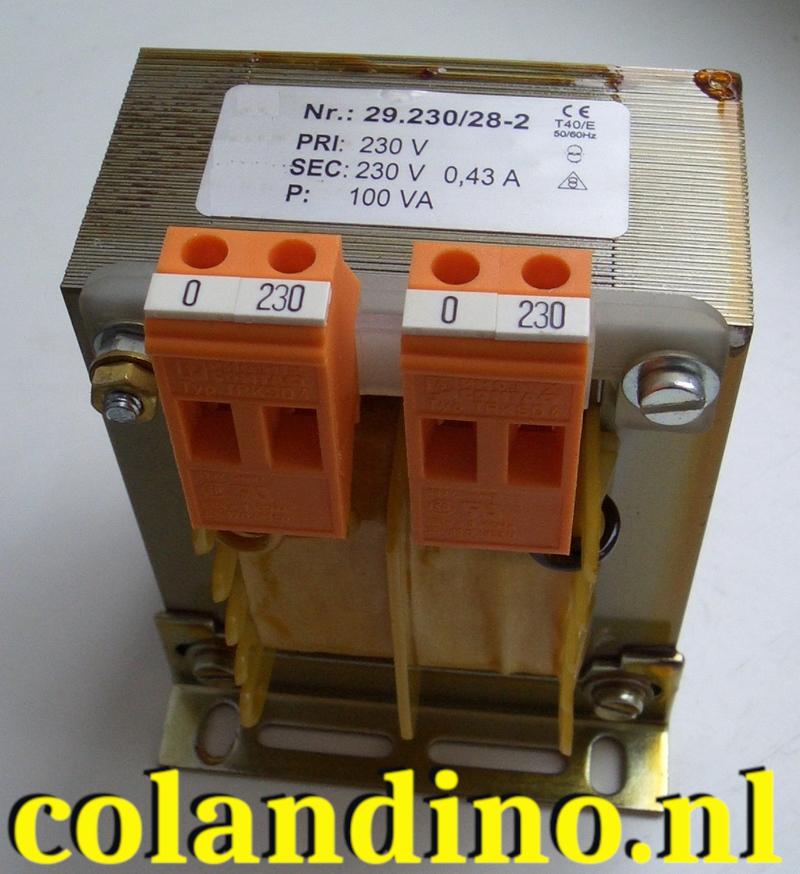 Scheidingstransformator van 100 VA