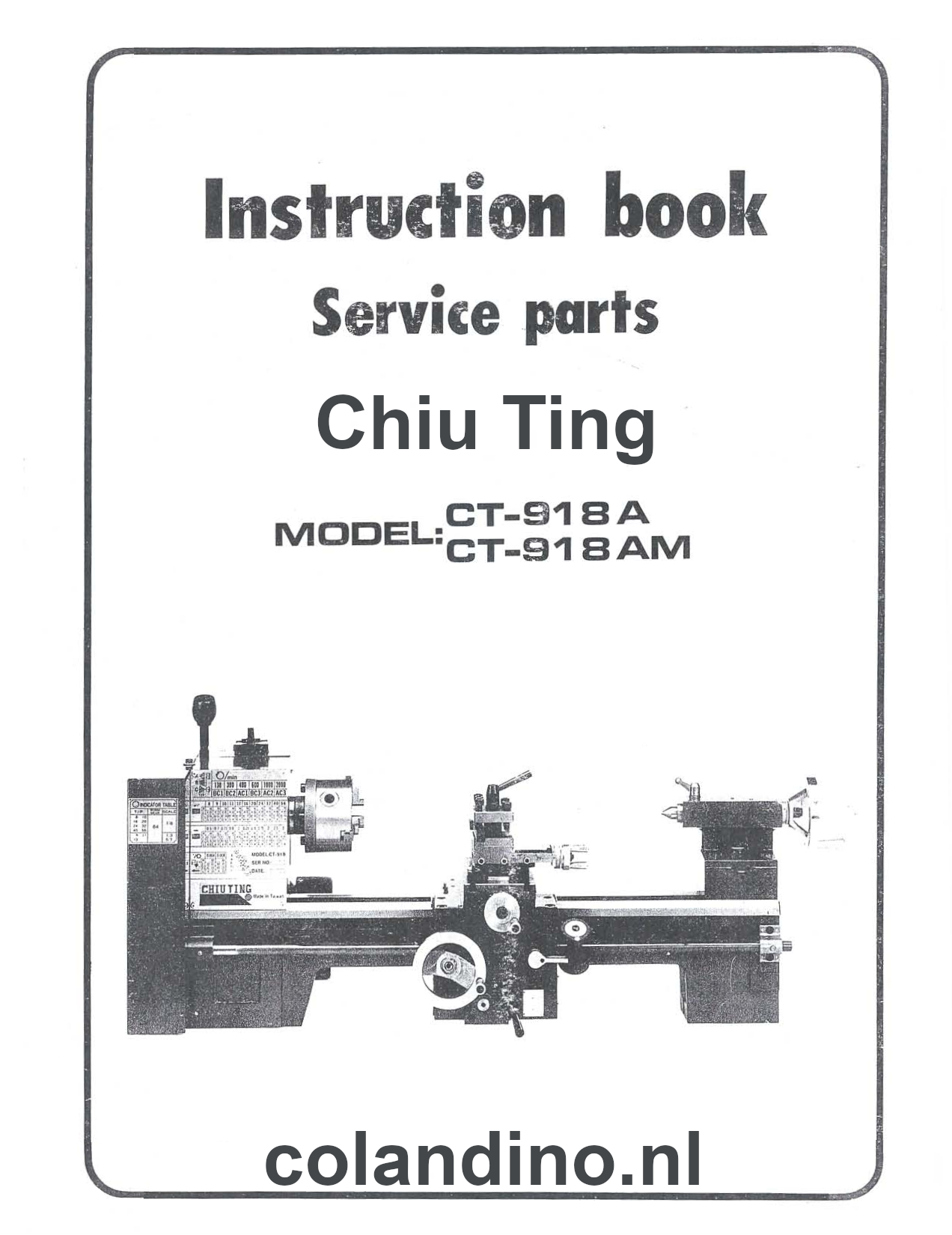 Manual Chiu Ting CT-918 AM lathe draaibank Taiwan