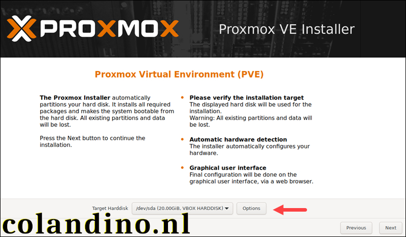 Kies de harde schijf voor de installatie