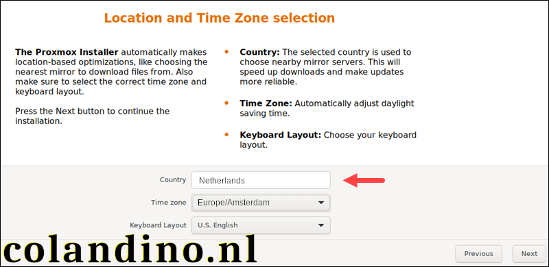  Stel de locatie, tijdzone en toetsenbordindeling in