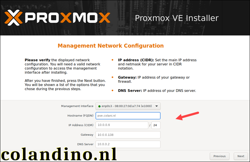 Proxmox netwerk configuratie