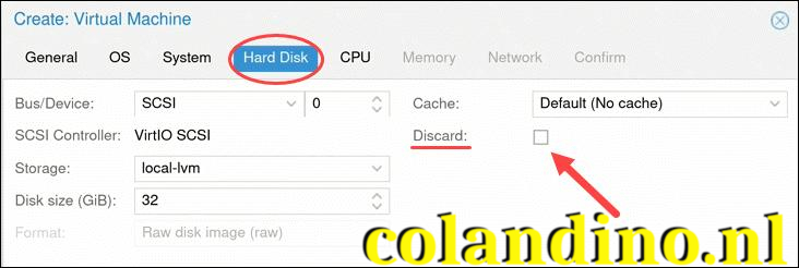 Harde schijfopties voor Proxmox VM.