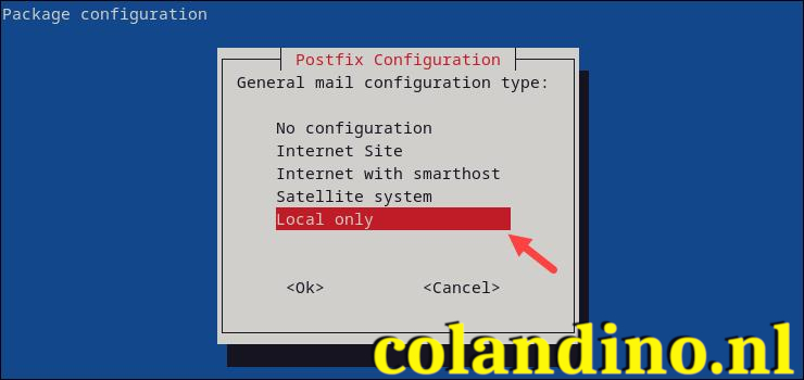 Configureer Postfix na installatie.