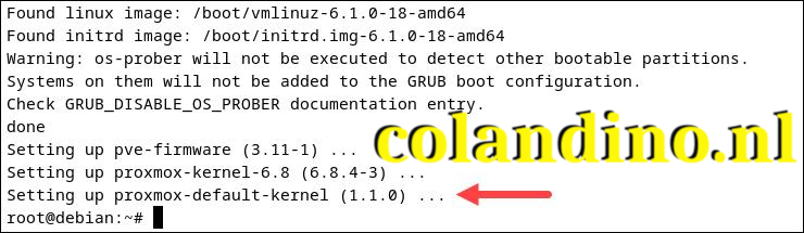 Proxmox-kernel installeren in plaats van Linux-kernel.