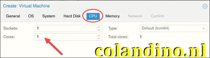 CPU-opties voor Proxmox virtuele machine instellen.