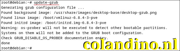 Het GRUB-configuratiebestand bijwerken.