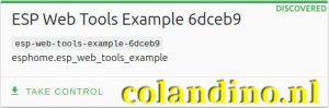 ESP Web Tools Example (met een volgcode), klik op "<strong>TAKE CONTROL</strong>