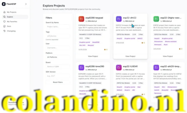 ESP32 tools online - Projecten delen